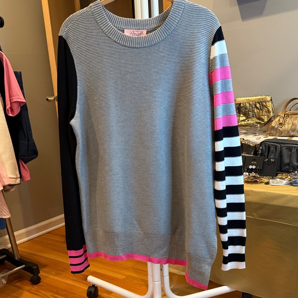 VICTOR GLEMAUD Colorful Striped Crew Neck Sweater